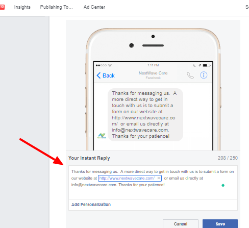 set up auto reply on facebook messenger